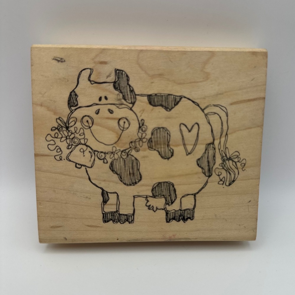 Imaginations Buttercup Cow W942 Country Farm Wood Mount Rubber Stamp Vintage